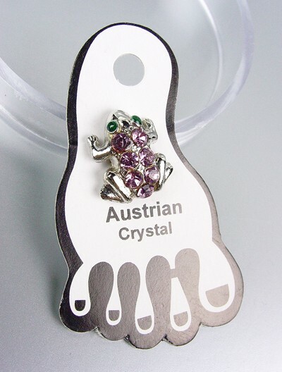 ADORABLE Sparkle Lavender Austrian Crystals FROG Invisible PETITE Toe Ring