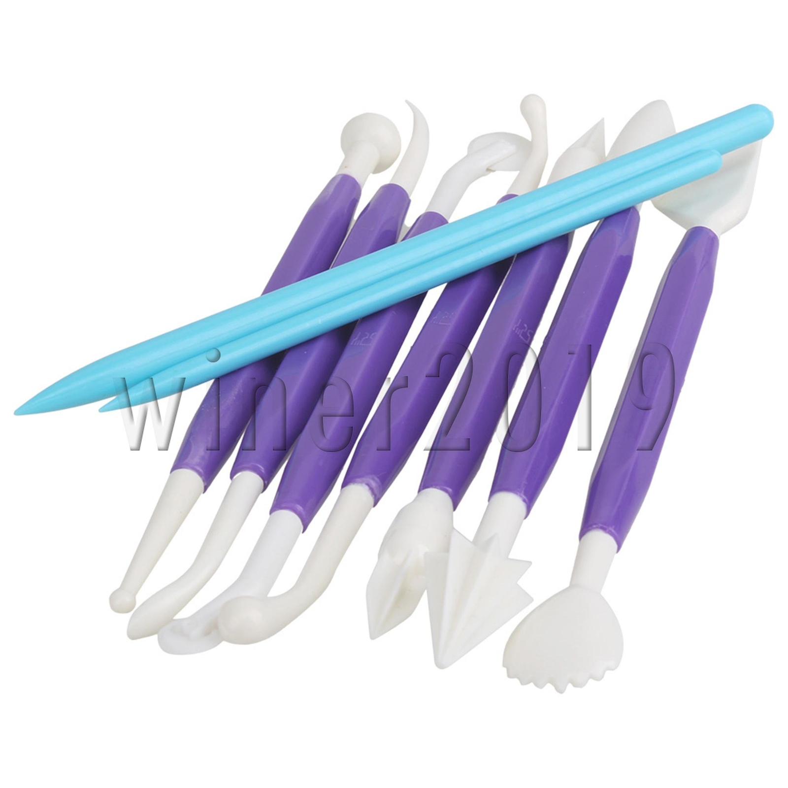 Double-head Plastic Polymer Pottery Clay Craft Carvers Tool Rod Pack of 9