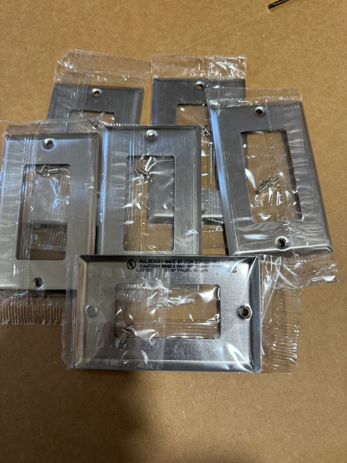 (6) Mulberry 883C Brushed Stainless Color GFI Covers New