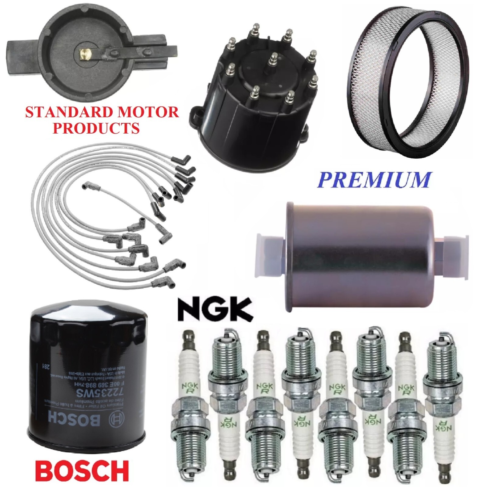 Tune Up Kit Filters Cap Wire Spark Plugs For GMC P3500 V8 5.7L 1990-1991; 1993