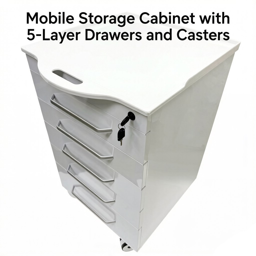 5-Layer Mobile Lab Storage Cabinet Bedside Table for Office Organization Utility