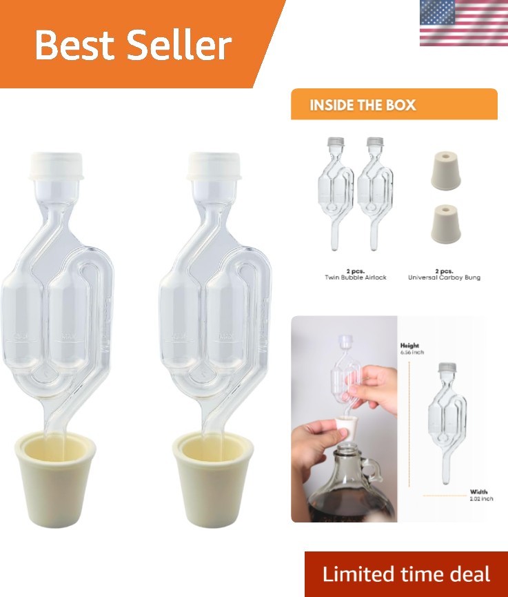 2-Pack Bubble Airlocks for Homebrewing - Safe & Reliable Fermentation Solution