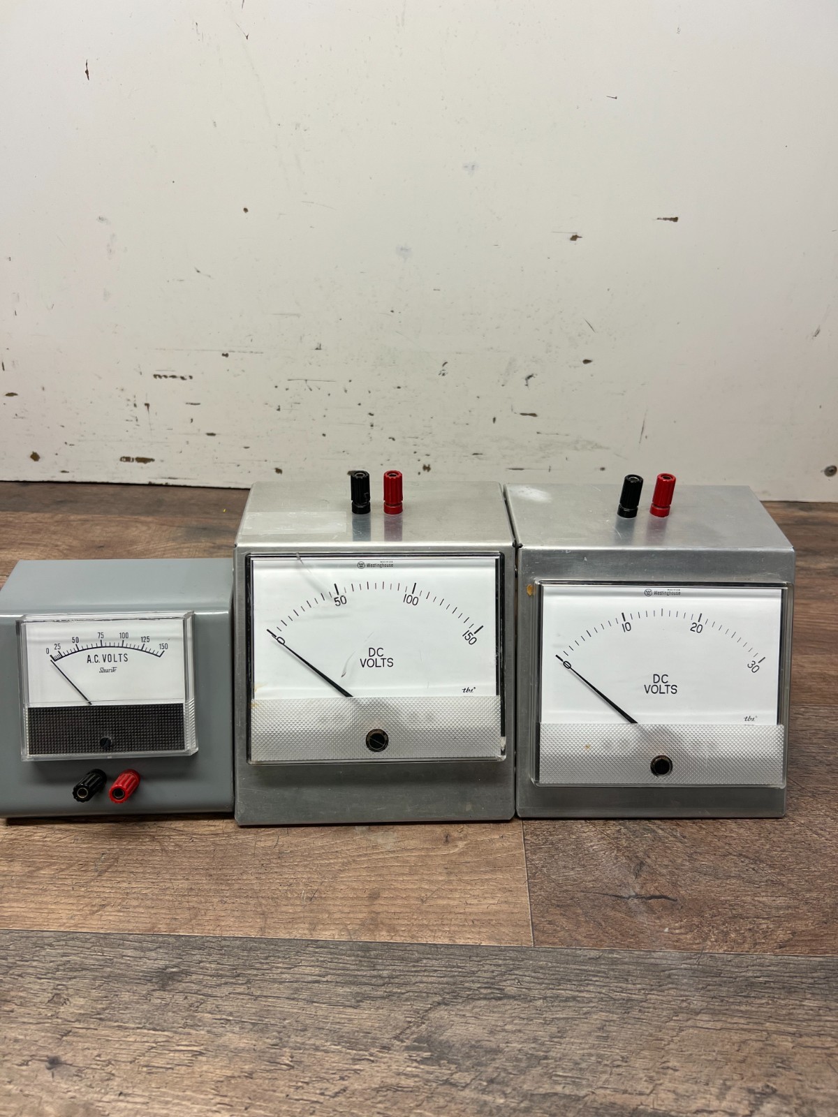 Lot of 3 Laboratory Analog AC & DC voltmeters