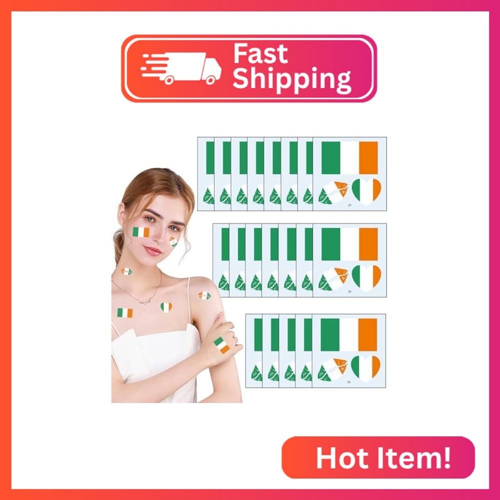 24 Sheets Irish Flag Tattoos Ireland Face Temporary Tattoos Stickers For Men Wom