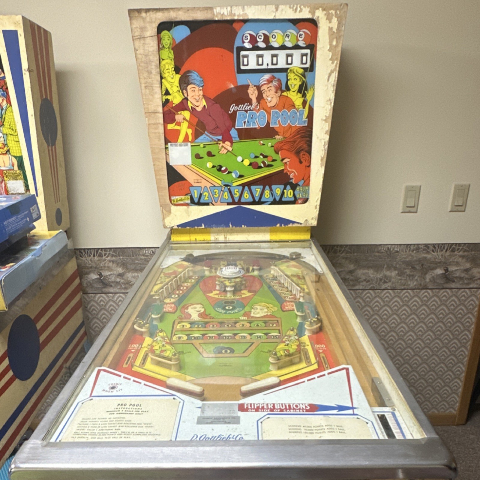Gottlieb Pro Pool Pinball Machine Original 1973 Vintage Collectible Arcade Game