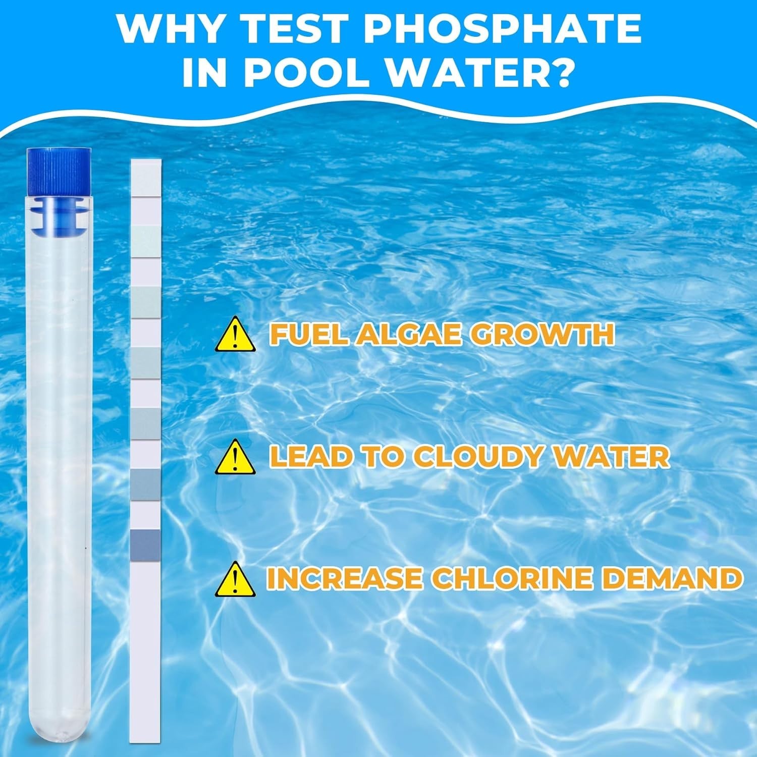 Pool & Hot Tub Phosphate Kit 50 Strips Water Quality Testing