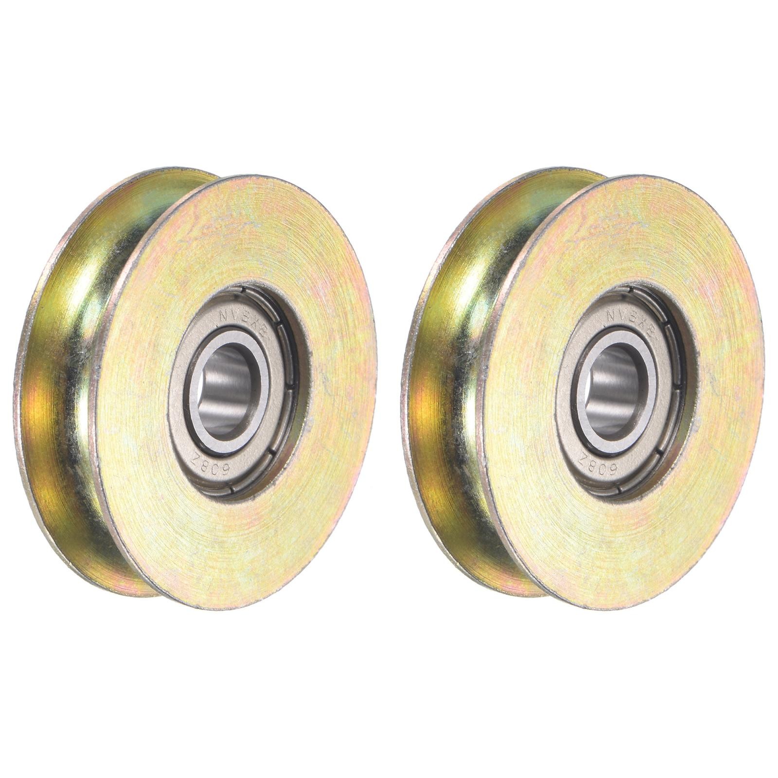 Sliding Door Roller U Groove 8mm Hole 40mm Dia 7.9mm Groove, Bearing Steel, 2pcs