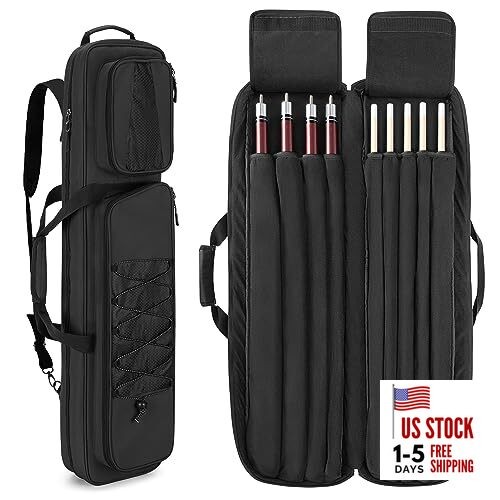 4x5 Pool Cue Case, Billiard Stick Carrying Case Holds 4 Butts and 5 Black