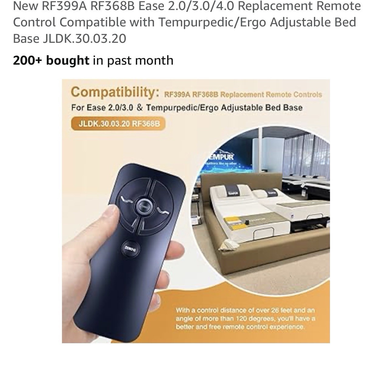 Tempurpedic Adjustable Bed Remote RF399A RF368B Replacement