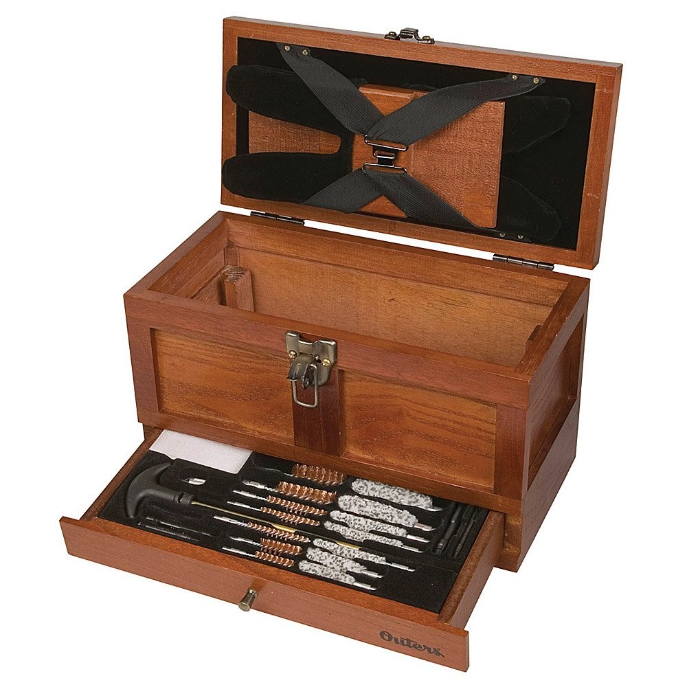 Outers 70084 25-Pc Universal Wood Gun Cleaning Tool Chest .22 Cal & Up