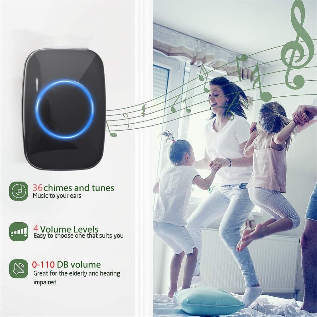 1000FT Wireless Doorbell Waterproof 1 Plugin Receiver Adjustable Volume 38 Chime