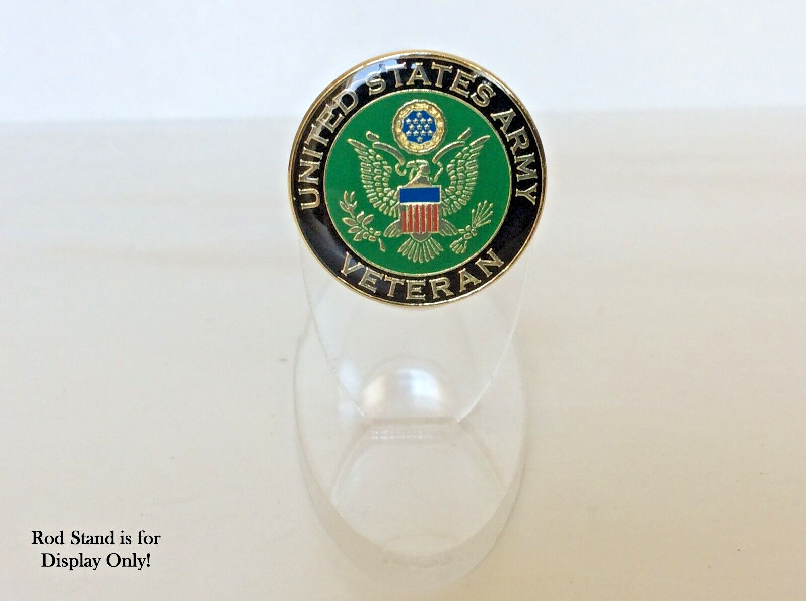 Handgun Firearm Gun Safe Shelf Display Rod - US Army Veteran  1" Enamel Topper