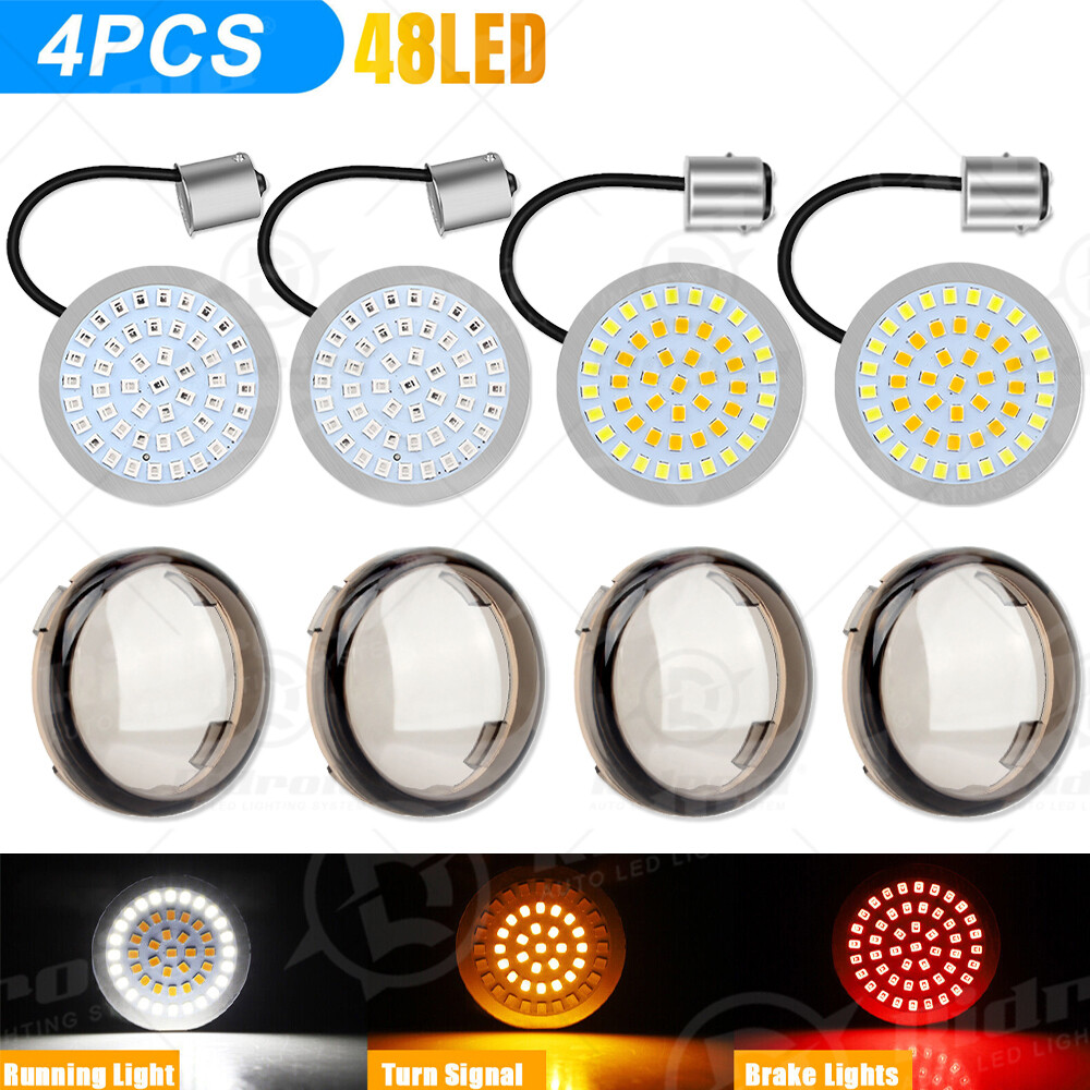 1157 LED Turn Signal Lights Smoke Lens For Harley Touring Sportster Softail Dyna