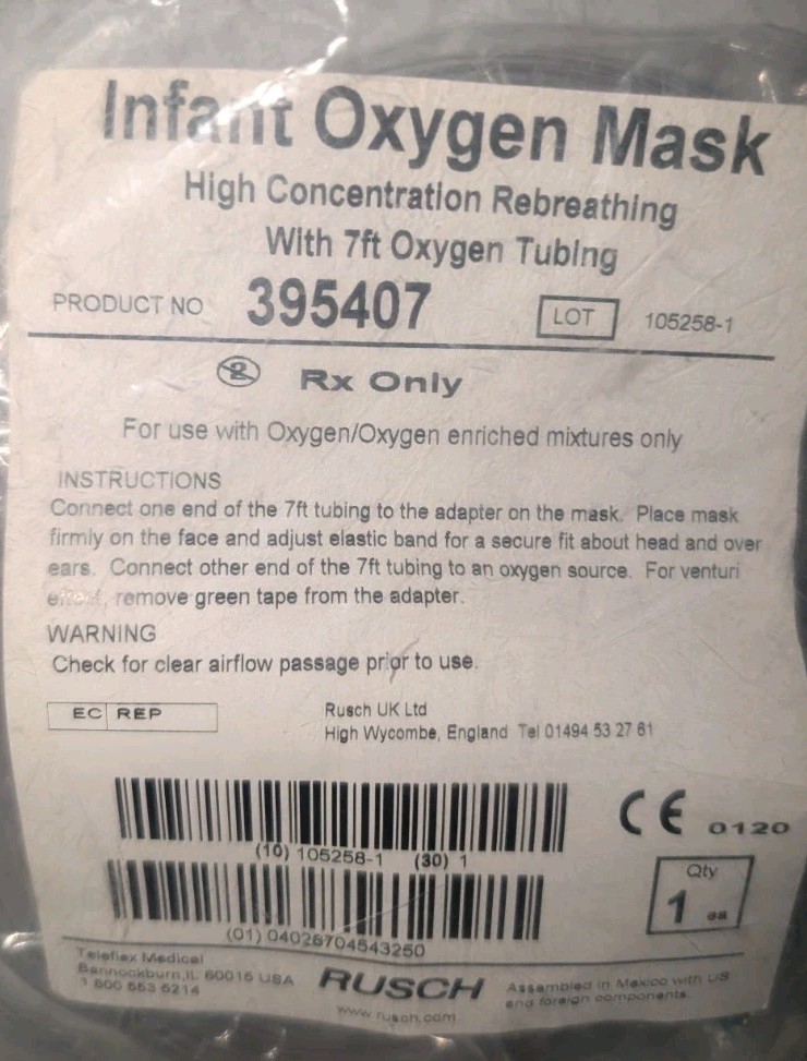 New - Infant Oxygen Mask With 7ft Oxygen Tubing 395407