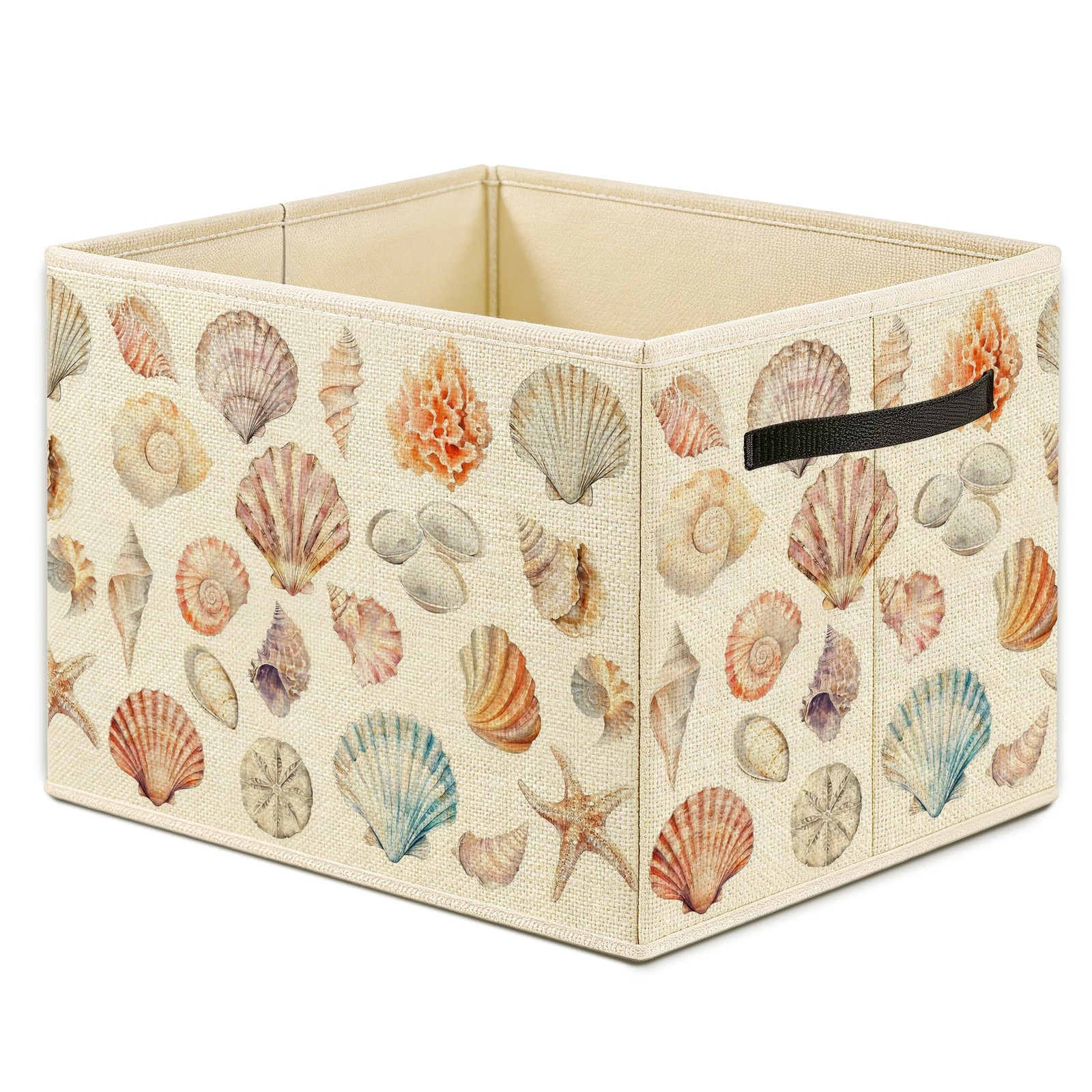 Coastal Seashell Storage Bin, Toy Book Clothes Organizer, Nursery Laundry Bas...