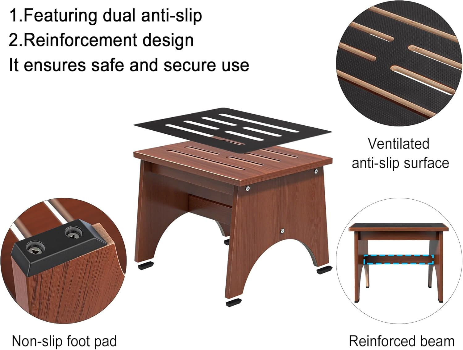 One Step Stool for Adults Seniors with Non-Slip Rubber Stepping Feet, Heavy Duty