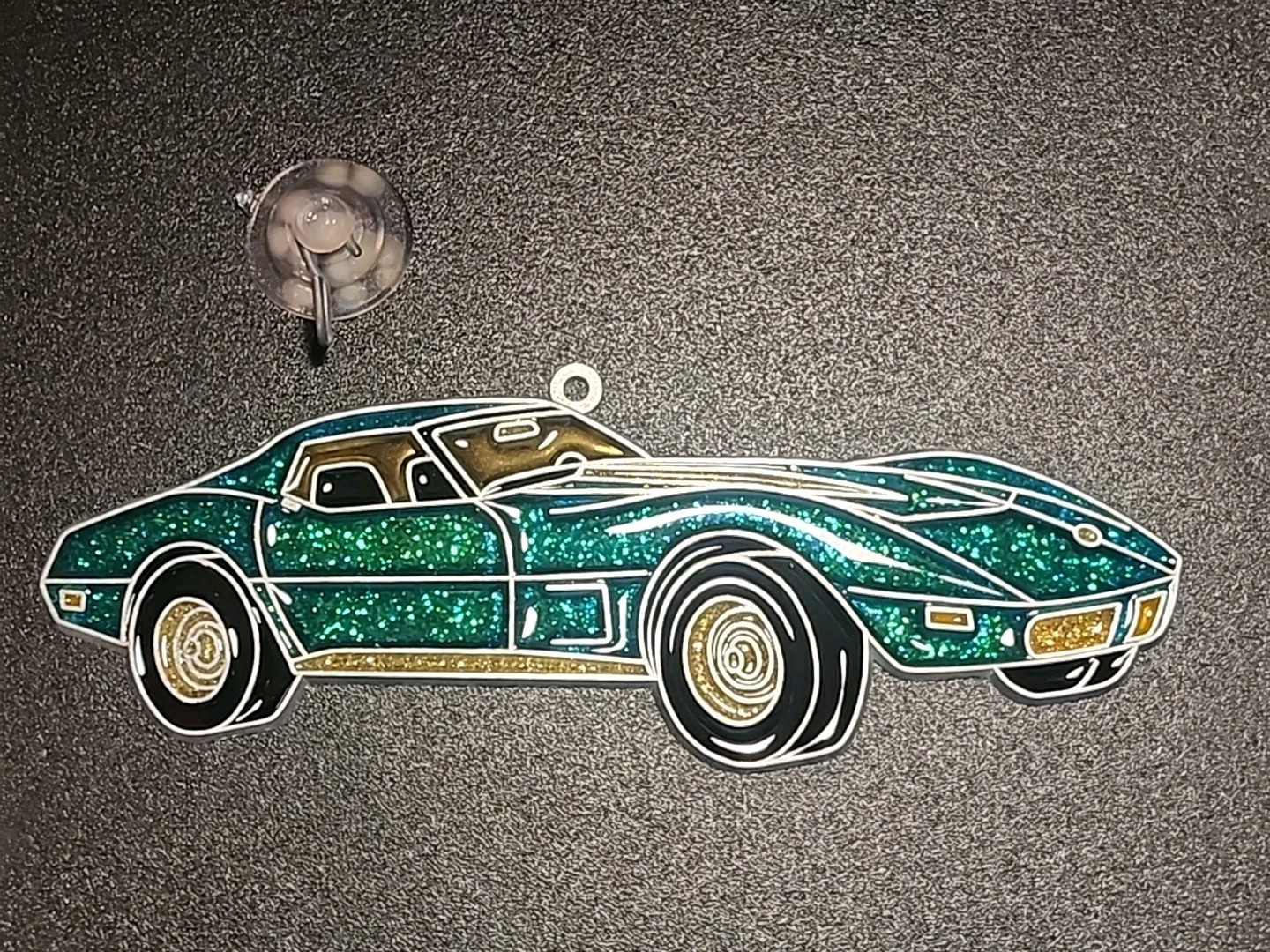 Vintage Corvette Stained Glass Suncatcher