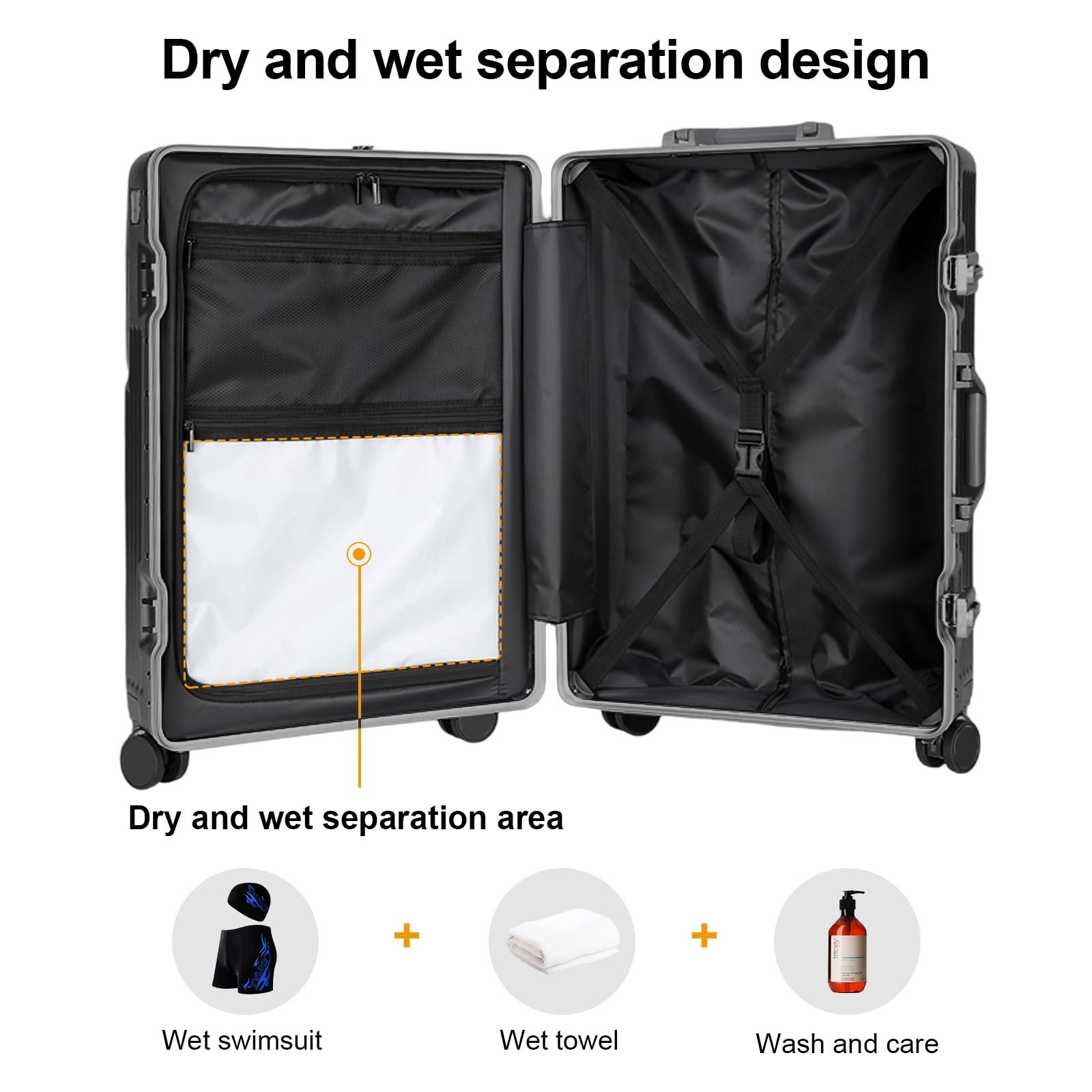 Zipperless Carry-On Suitcase, 20" Expandable Hard Shell Luggage with Spinner Whe