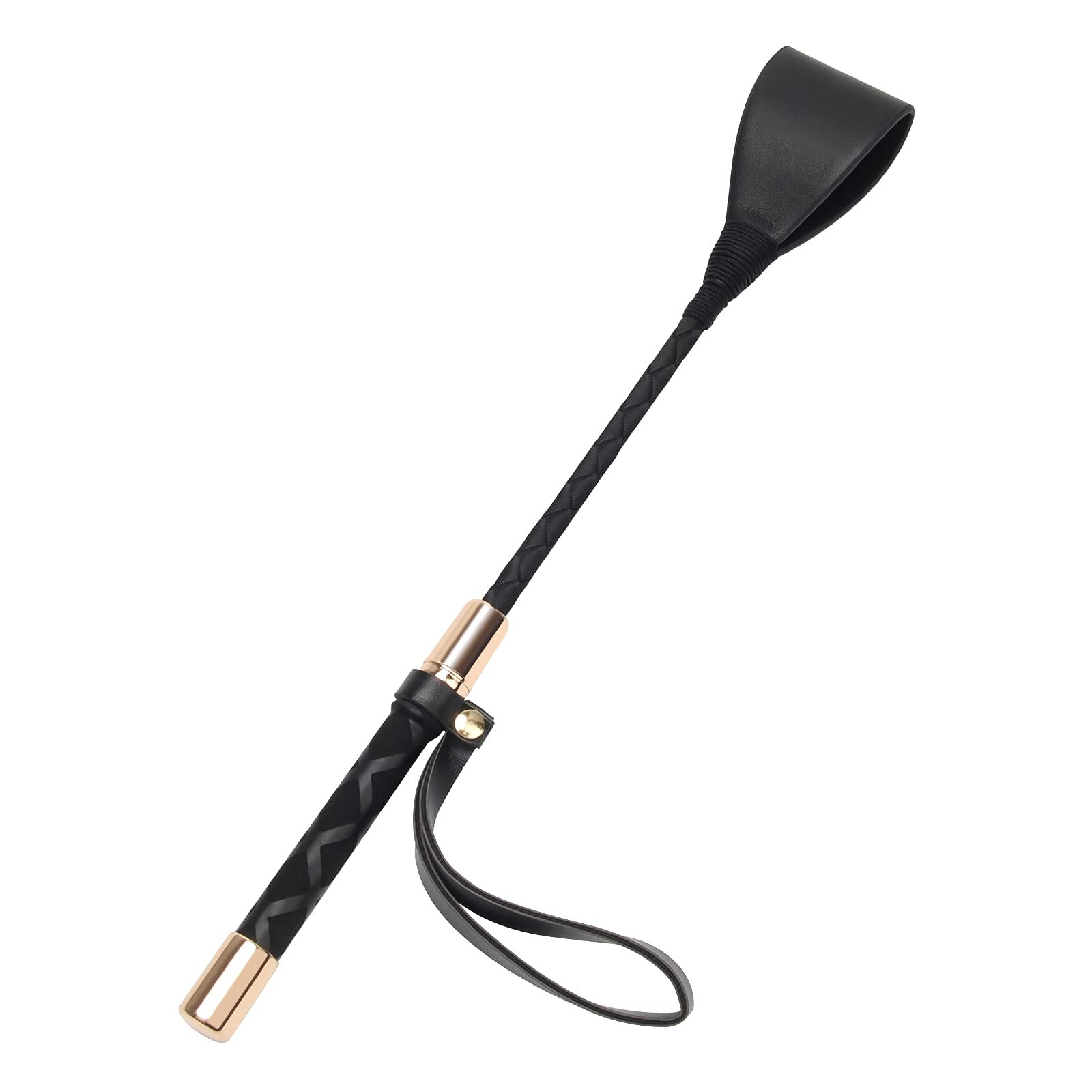 Horse Crop Black, Faux Leather Riding Crop with Anti-Slip Grip Gel Handle (30Cm,