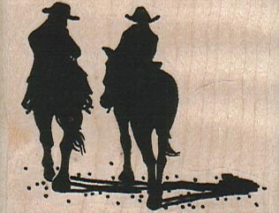 Cowboys Riding Off 2 1/4 x 1 3/4" Rubber Stamp, Cowboy Stamp, Western