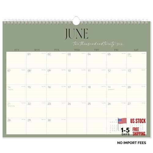 Desk Calendar 2026-2027, 19-Month Hanging 14"x11" Jun 2026 to Dec 2027