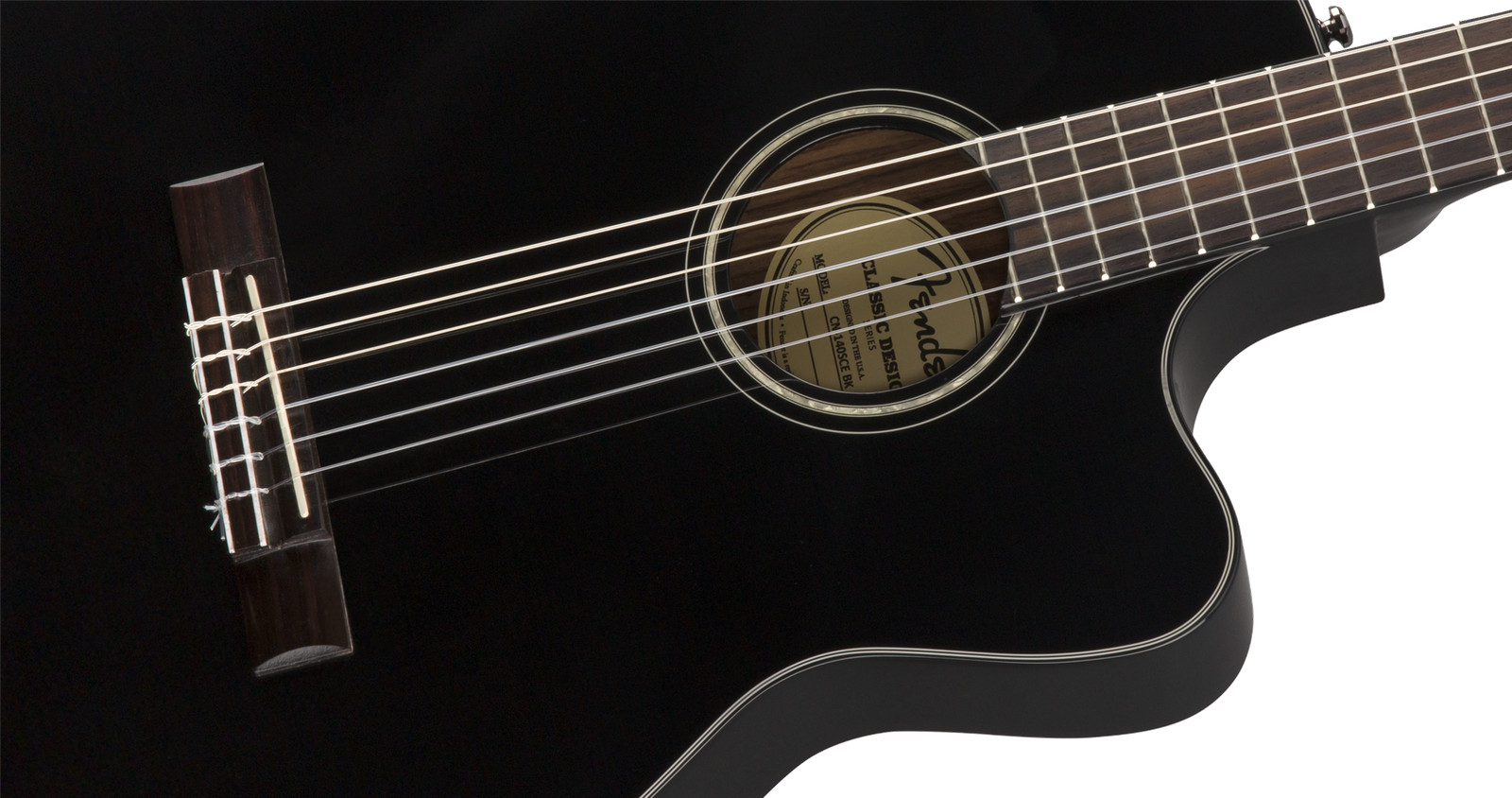 Fender CN-140SCE Nylon Thinline Classical Guitar Black with Case