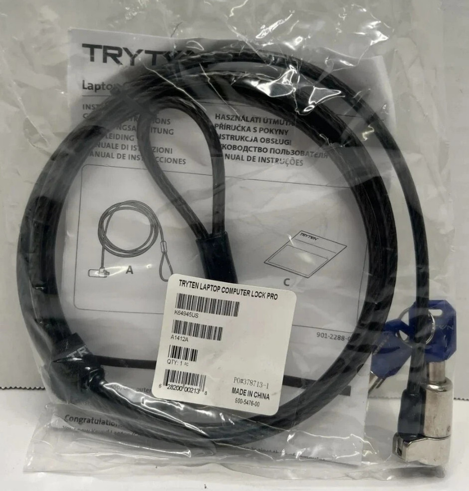 4 Tryten Keyed Computer &Laptop Lock Pros! New Factory Sealed Packaging free del