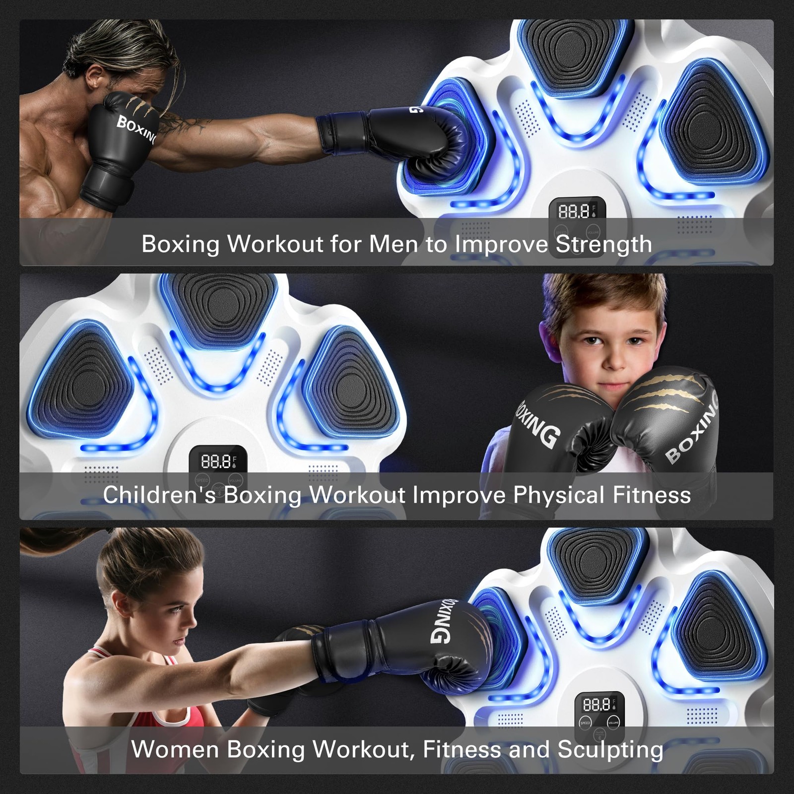 SPIEEK Music Boxing Machine with 9 Speeds & Modes for Adults, White
