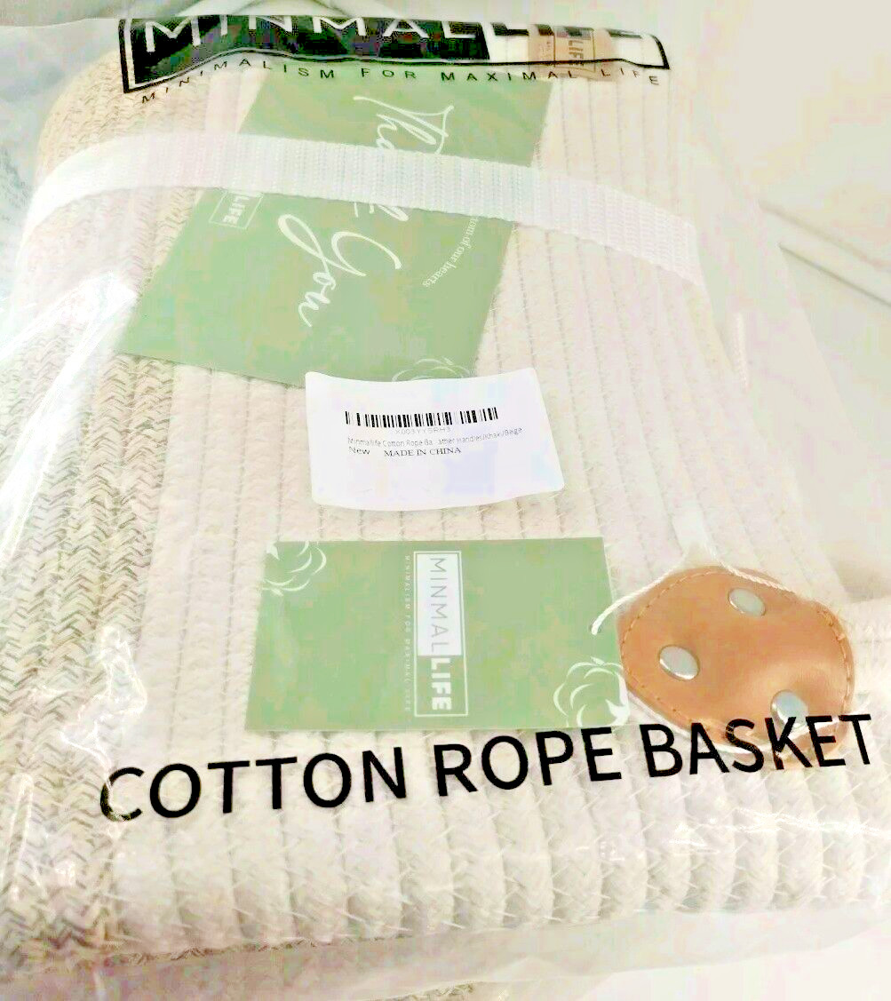 XLG Rope Basket w/ Contrast Handles Earthtone Brown New Cotton Basket