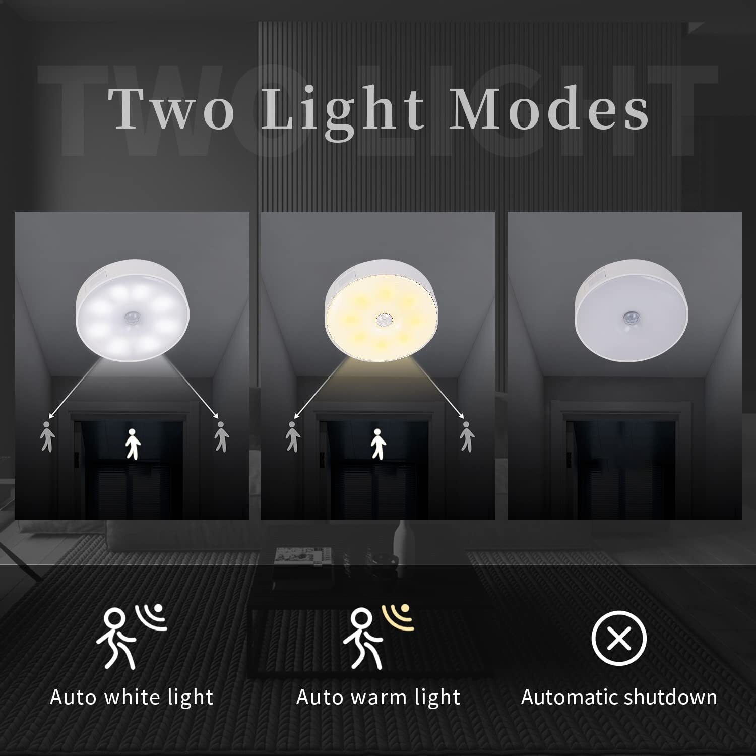 3× Motion Sensor LED Night Light Battery Rechargeable Indoor Closet Cabinet Wall