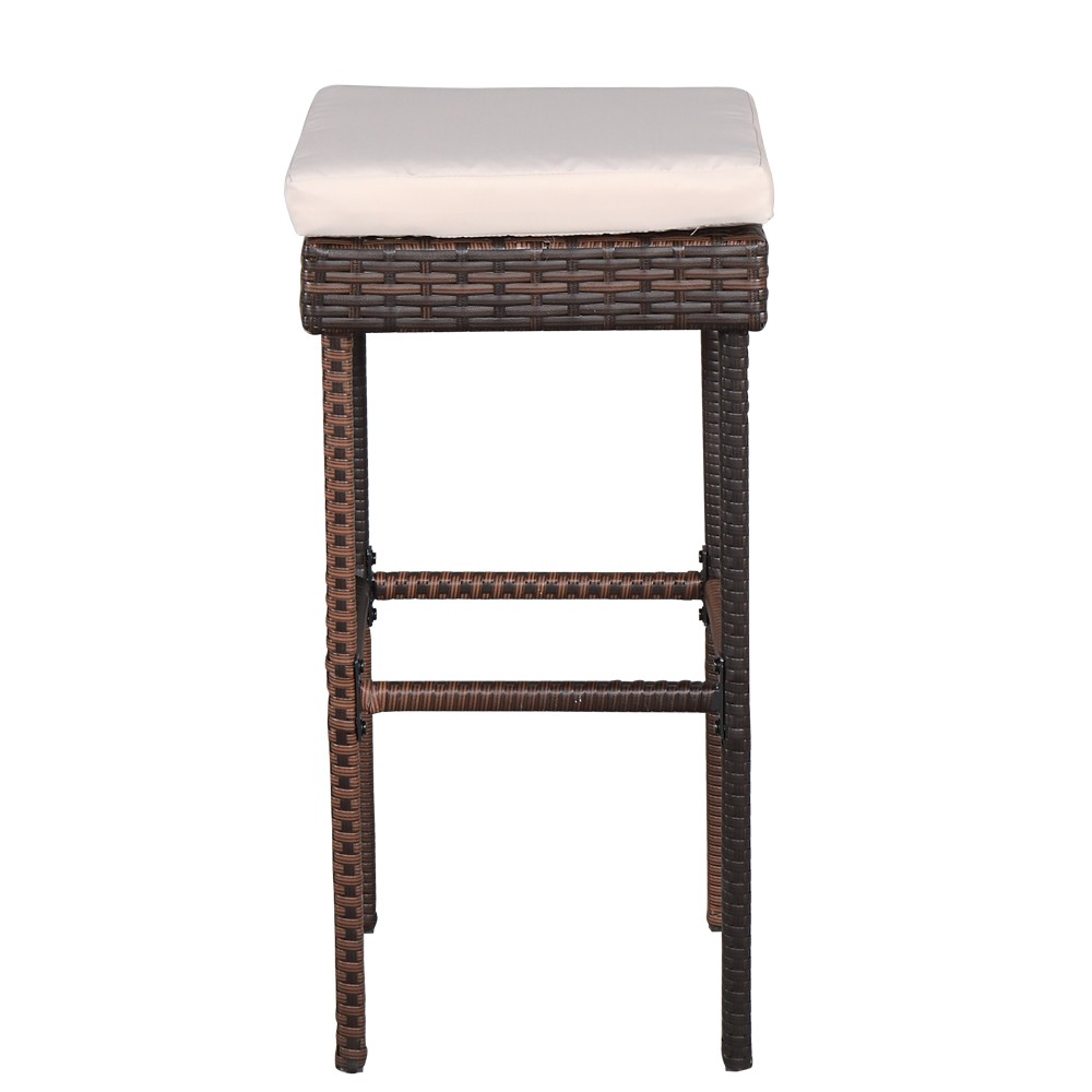 Brown Gradient Bar Table & Stool Set, 3-Piece Home Bar Furniture