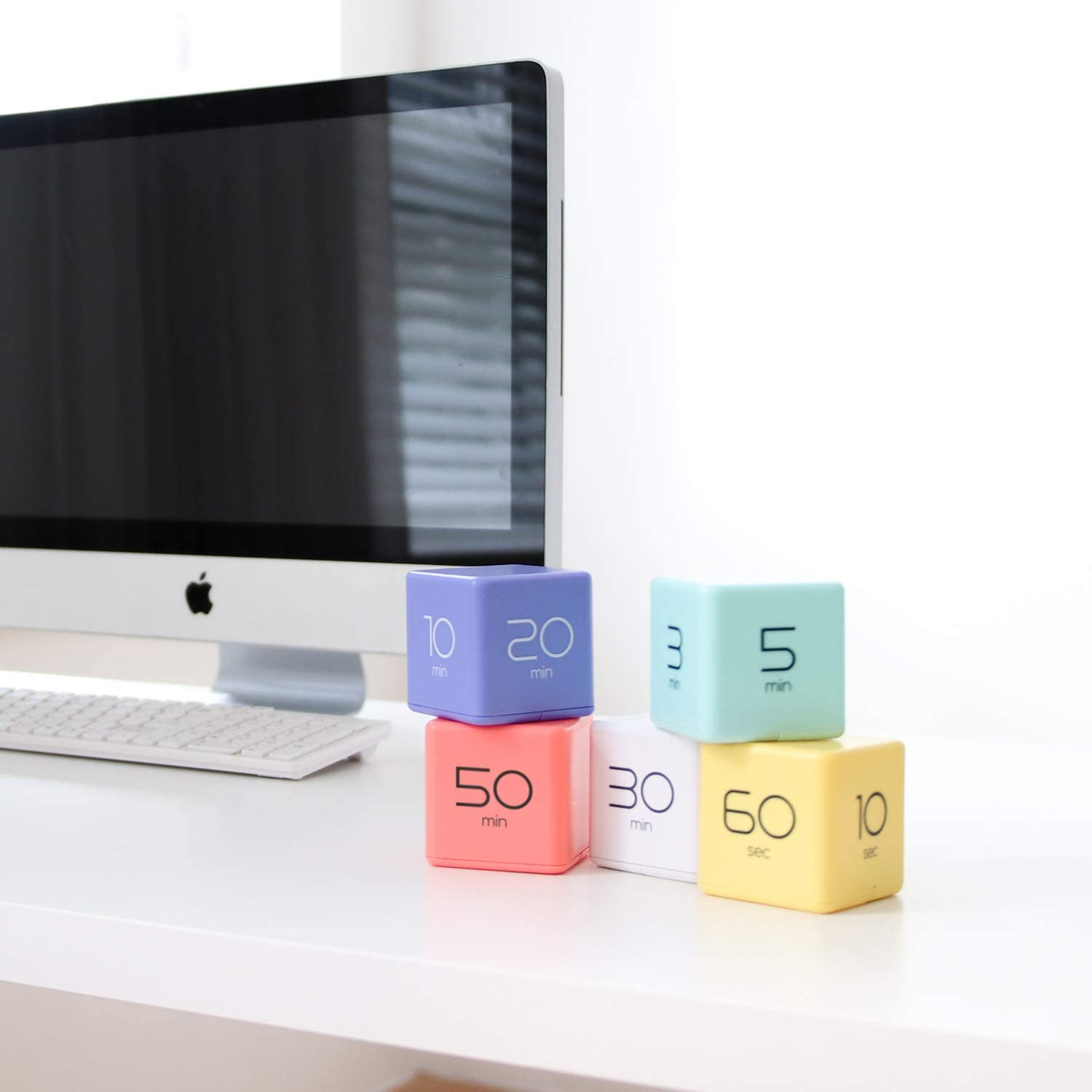 Mooas Cube Timer (White), Timers Cube Flip Block Timers Productivity Gravity Sen