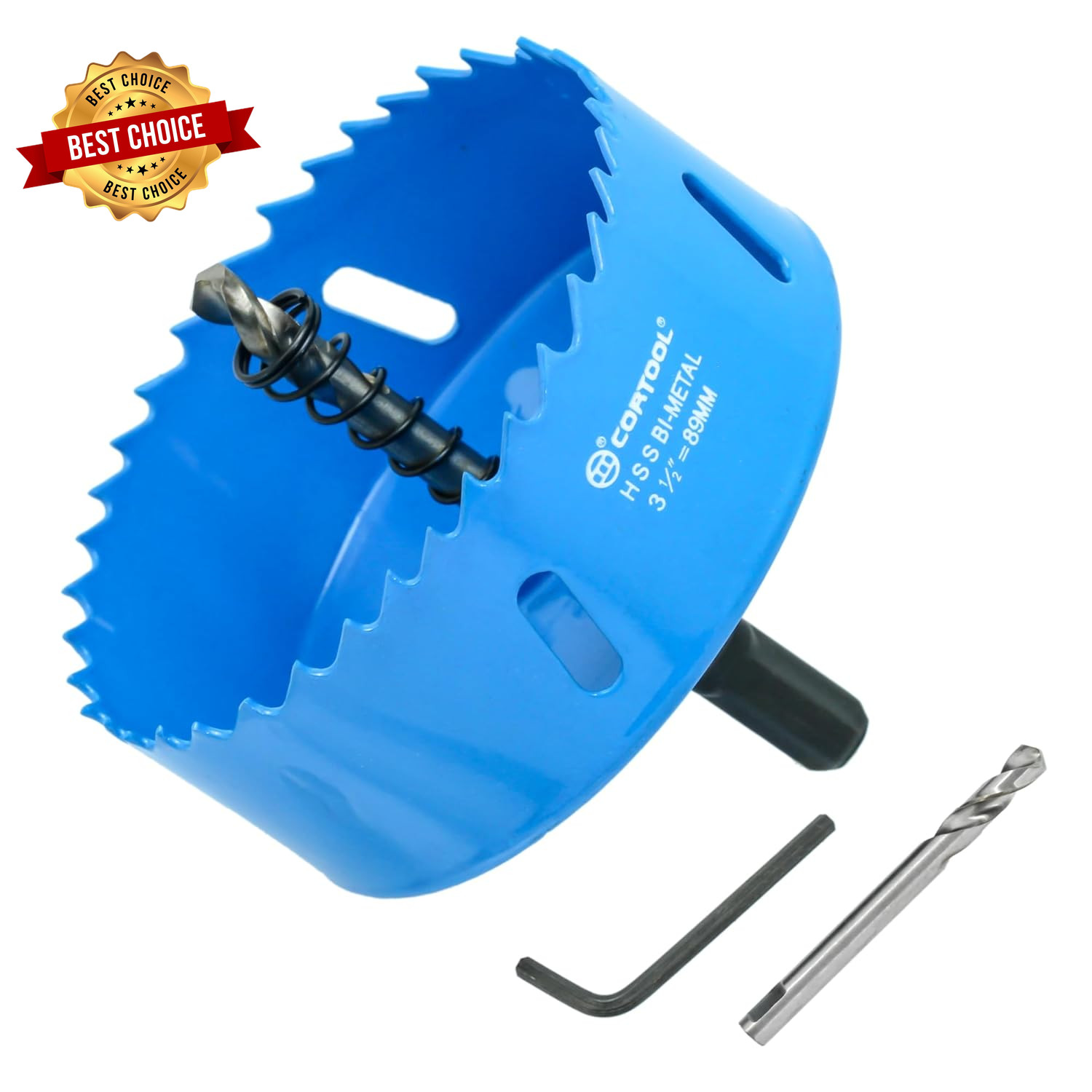 3-1/2 Inch Hole Saw with Arbor for Metal and Wood Cutting, Bi-Metal
