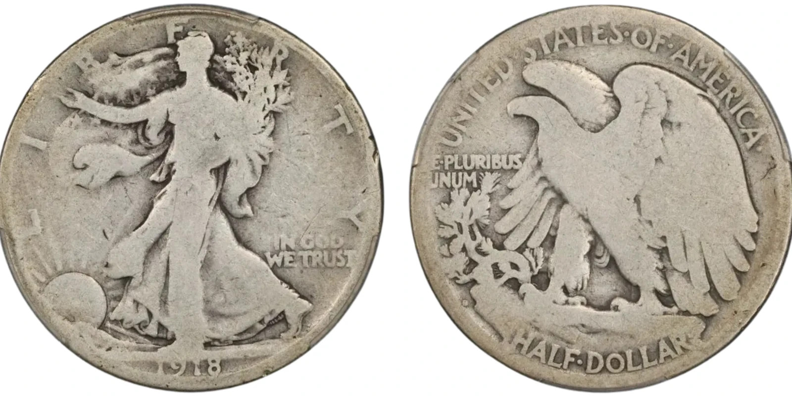 1918-D Walking Liberty Half Dollar 50c *PCGS G4 Good* Solid Coin