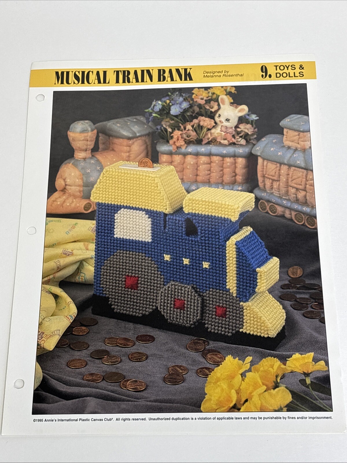Musical Train Bank Annie's Attic Plastic Canvas Pattern Page