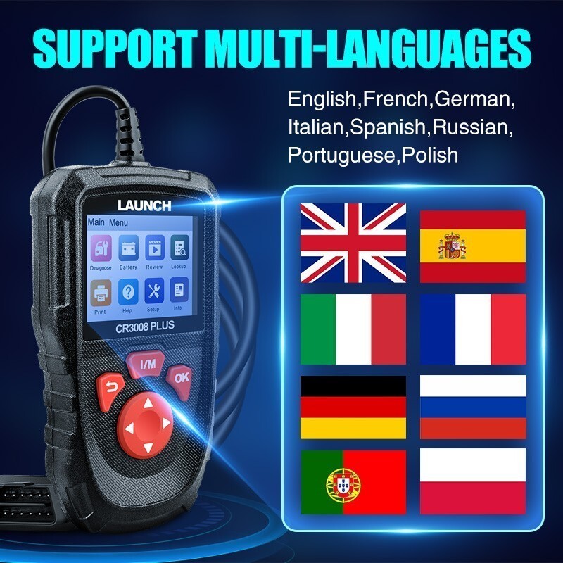 LAUNCH CR3008 PLUS Car OBD2 Scanner Code Reader Check Engine Diagnostic Tool New