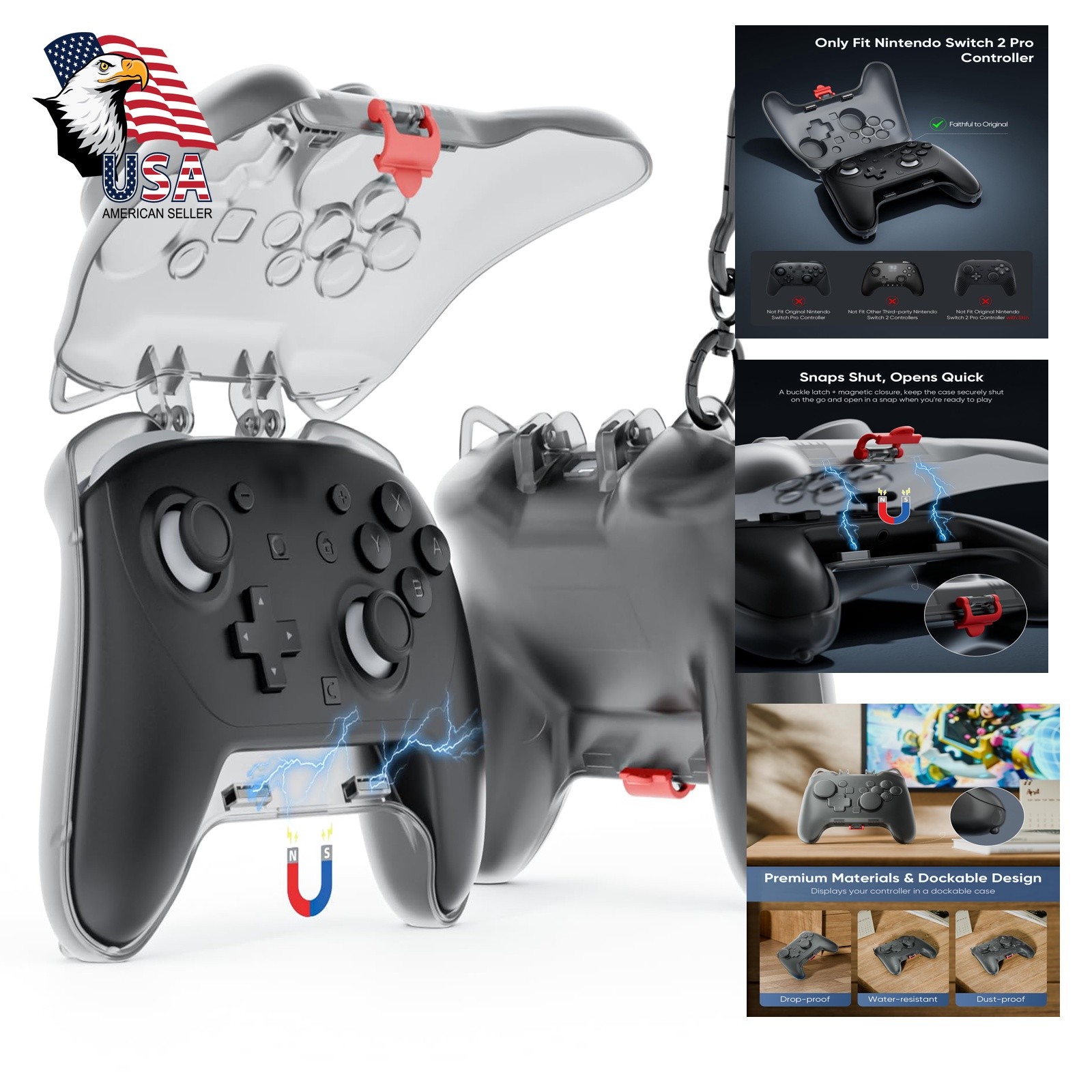 Tiiletzote Switch Pro Controller Travel Case Black