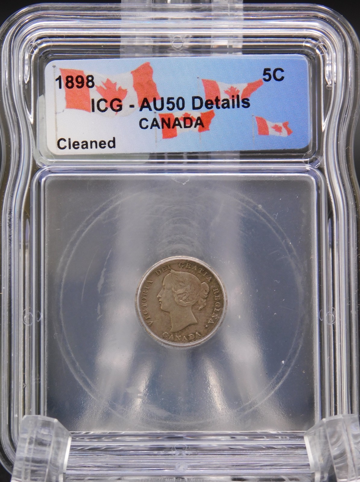 1898 CANADA FIVE CENT ICG AU50 DETAILS (BT1250)