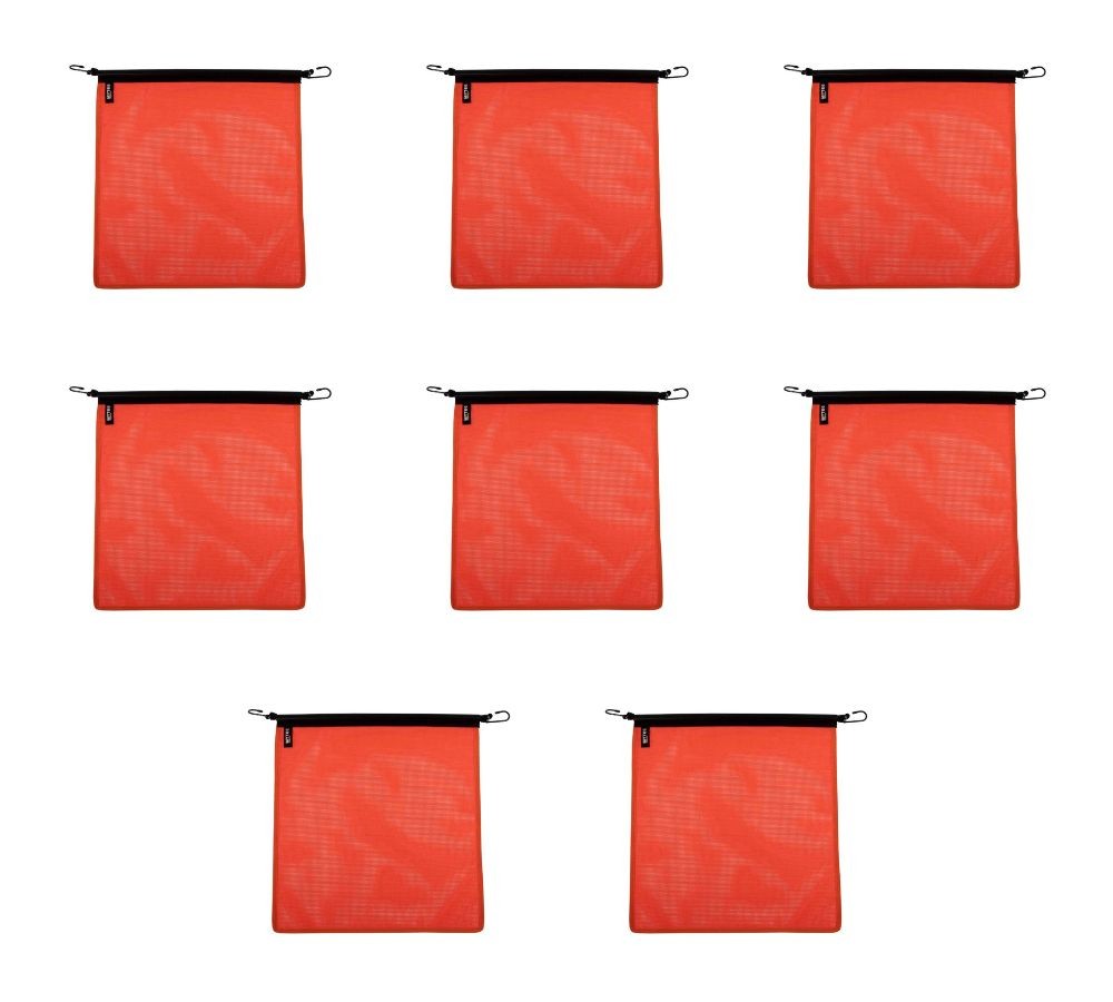 Vinyl Mesh Flag Orange 18" x 18" with Rubber Bungees DOT Compliant - 8 Pack