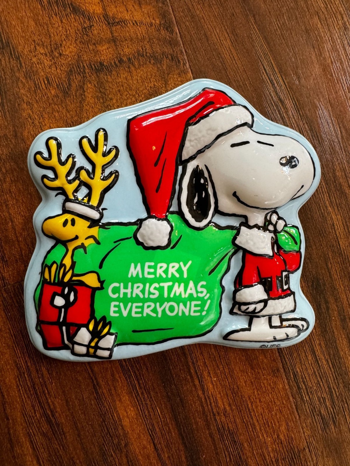 Vintage Merry Christmas Snoopy Peanuts woodstock cake cookie topper 3D plastic
