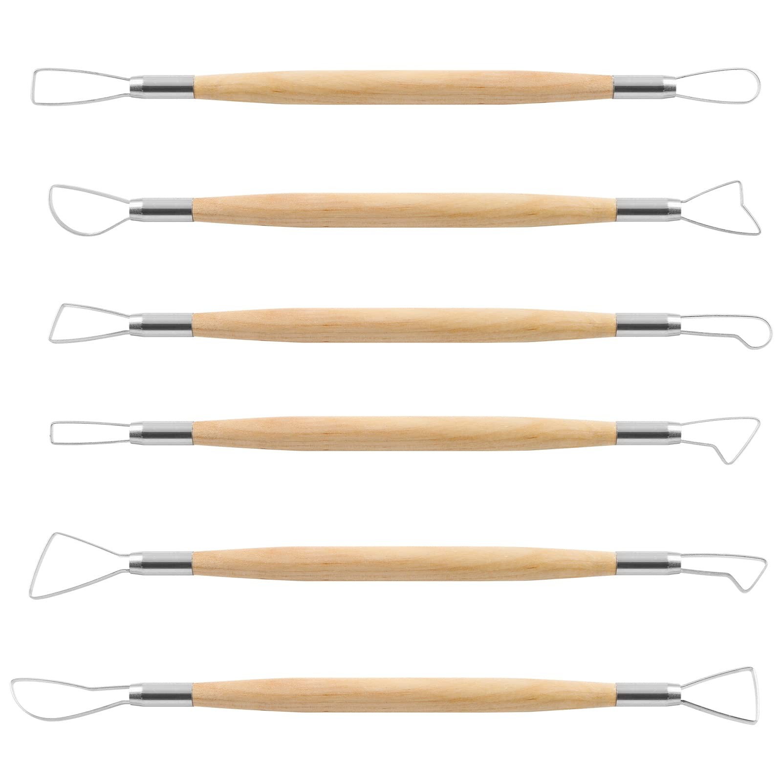 6 Pack Double-Ended Clap Sculpting Tools Clay Pottery Tools for Embossing