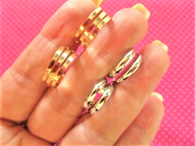 Silver gold bar toe rings.SET OF 4
