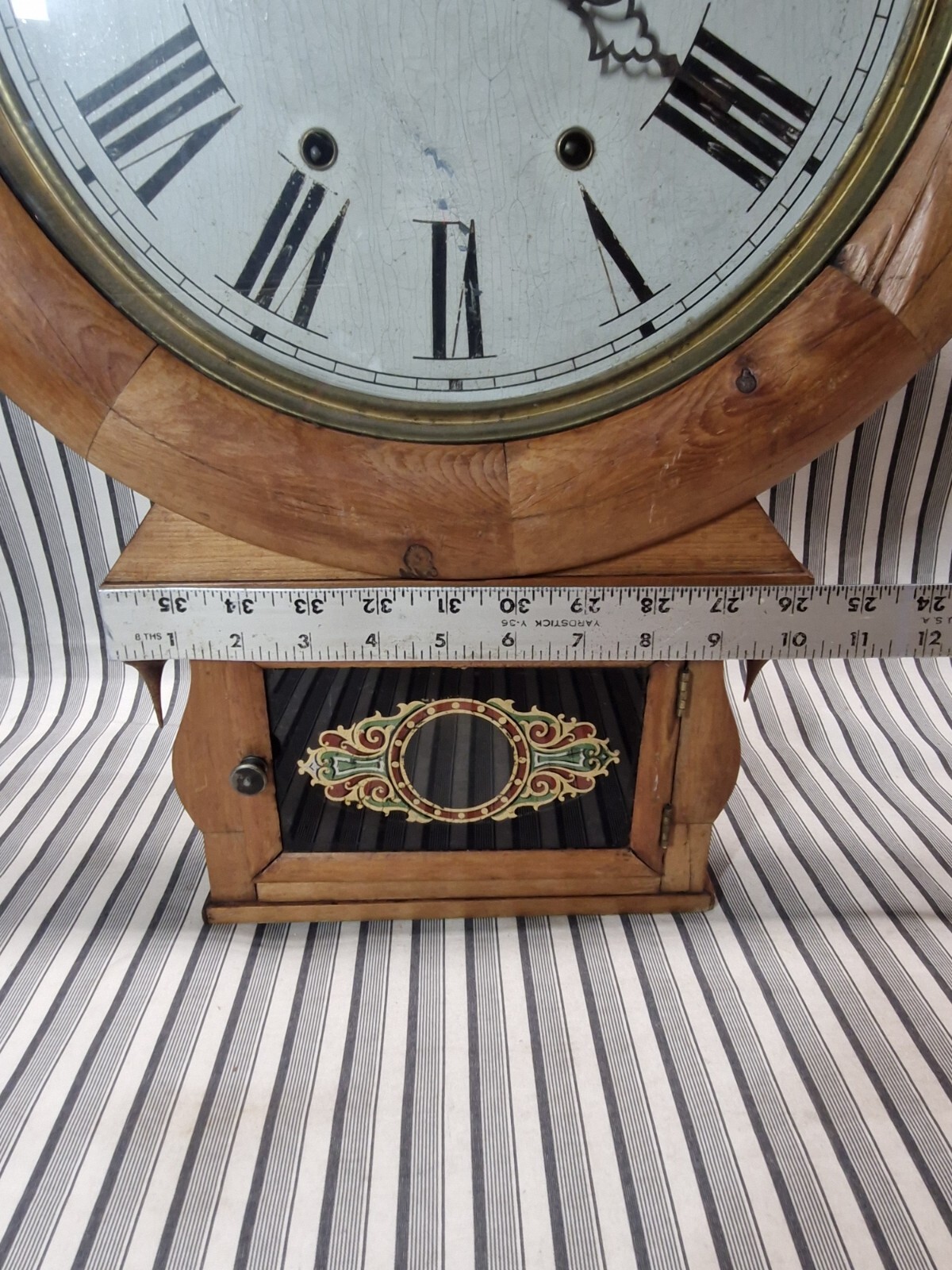 Antique Drop Dial Wood Wall Clock