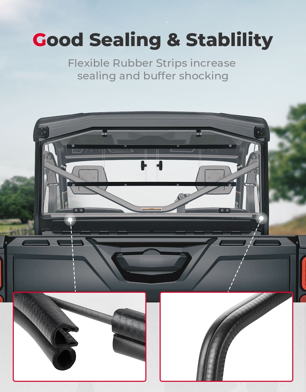 For Can-Am Defender HD 5/ 8/ 10/ MAX Rear Sliding Windshield Back Screen 2016-24