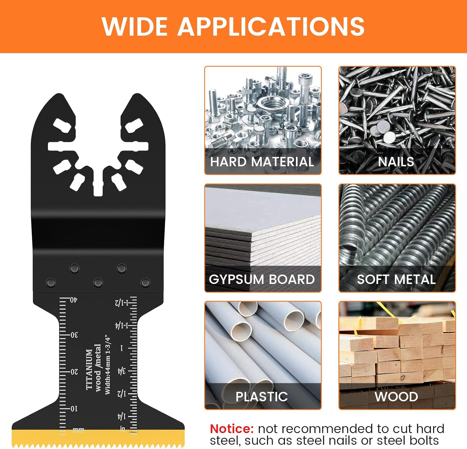 5PCS Titanium Oscillating Saw Blades Kit, Titanium Oscillating Multitool Blades