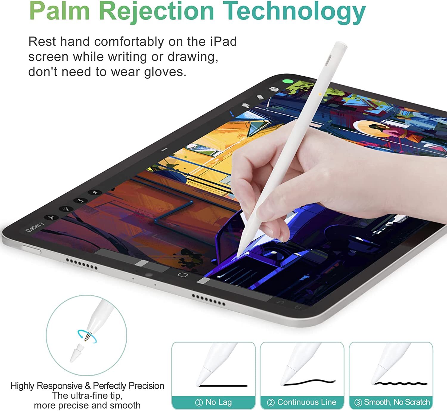 Stylus Pen for iPad with LED Power Display, Capacitive Stylus MKQ Active Pencil