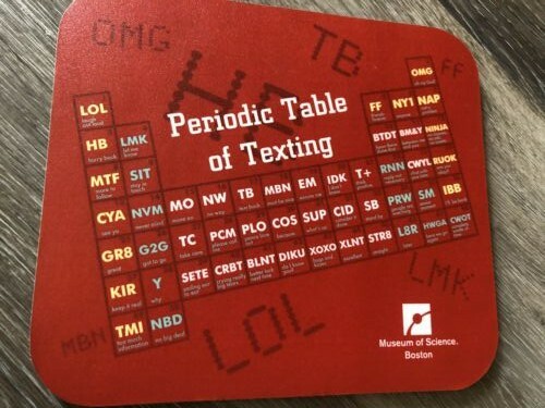 Boston Museum of Science Red Mouse Pad  Periodic Table of Texting  chemistry fun