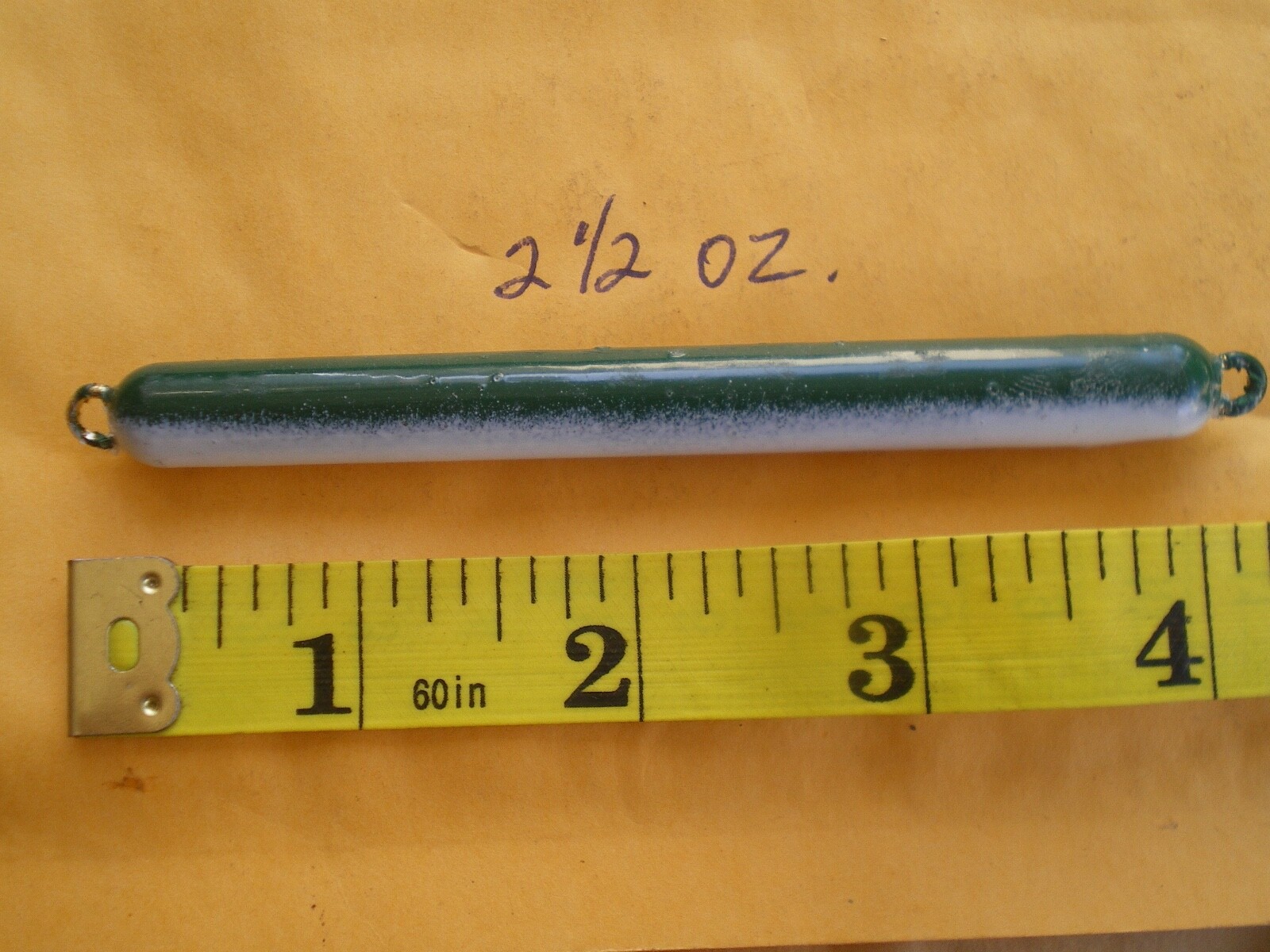 15 PCS. PENCIL SINKER 1-1/4, 1-3/4, 2-1/2 OZ. 5 EACH, FOREST GREEN/WHITE
