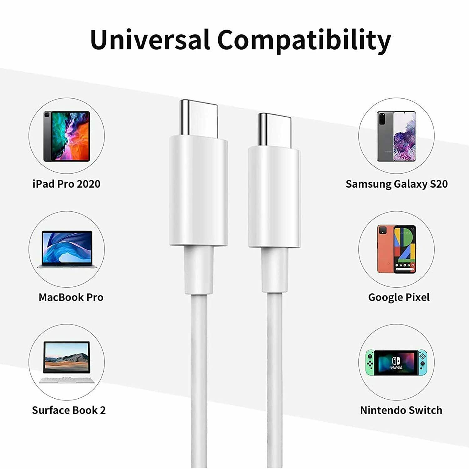 For iPhone 15 Pro Max Plus iPad Android 35W USB-C Fast Charger PD Type-C Cable