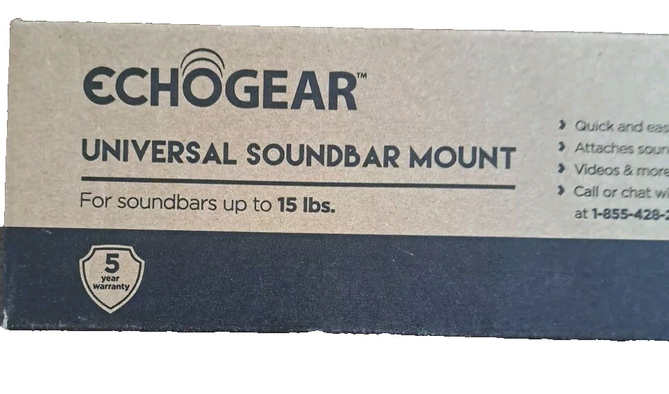 ECHOGEAR EGSB1 Universal Soundbar Mount 15 lb Adjustable TV Bracket Black